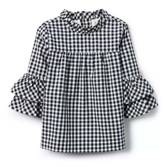 Janie and Jack Other - Janie and Jack Gingham Ruffle Top Navy Gingham 100% Cotton Ruffle Sleeves size 8